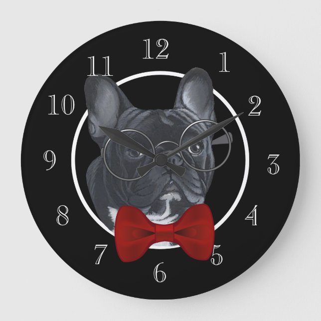 French Bulldog Large Clock (Front)