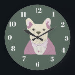 French Bulldog Large Clock<br><div class="desc">French Bulldog in tux</div>
