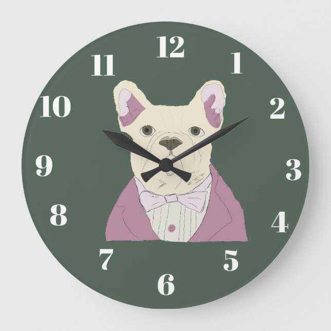 French Bulldog Large Clock (Front)