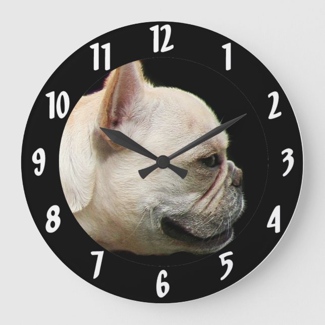 French Bulldog Large Clock (Front)