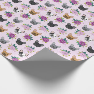 French Bulldog Lavender Florals Wrapping Paper