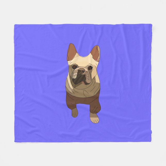 French Bulldog, Lavender Purple Fleece Blanket (Front (Horizontal))