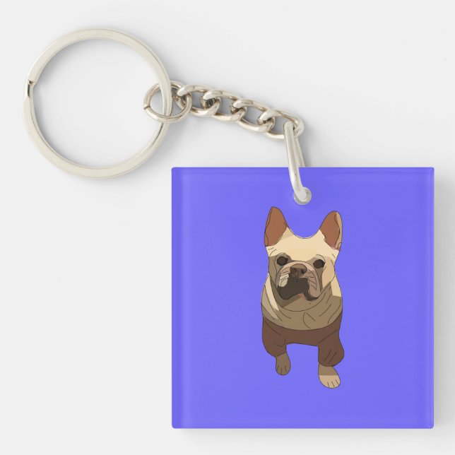 French Bulldog, Lavender Purple Key Ring (Front)