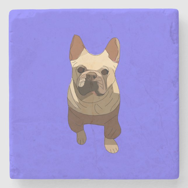 French Bulldog, Lavender Purple Stone Coaster (Front)