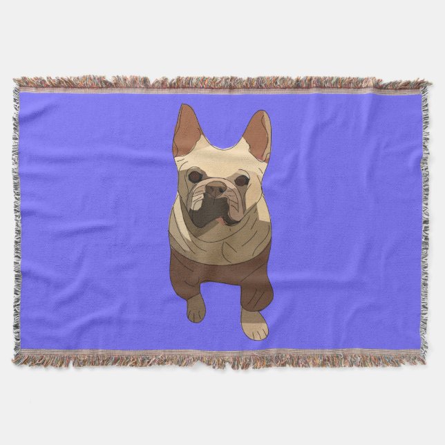 French Bulldog, Lavender Purple Throw Blanket (Front)