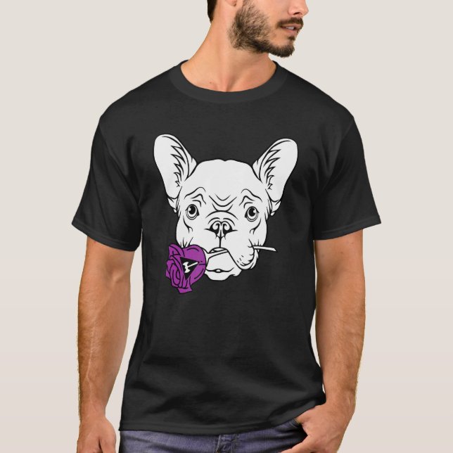 French Bulldog Lesbian Rose Lgbt Q Pride Flag Fren T-Shirt (Front)