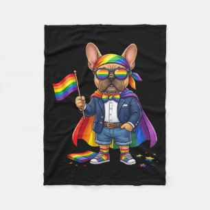 French Bulldog Lgbt Rainbow Lesbian Gay Pride Fleece Blanket