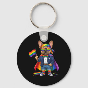 French Bulldog Lgbt Rainbow Lesbian Gay Pride Key Ring