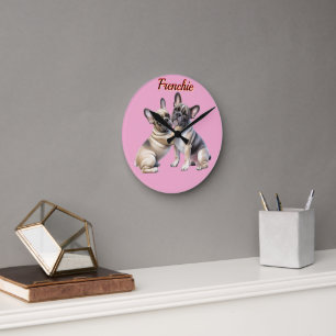 French Bulldog Liebe französische Bulldogge Round Clock