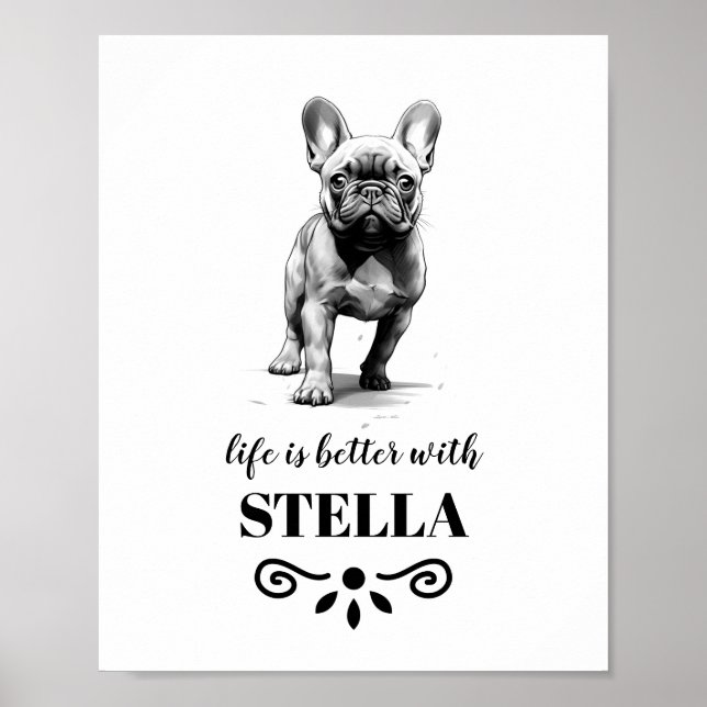 French Bulldog Life is better with Custom Dog Name Poster (Front)