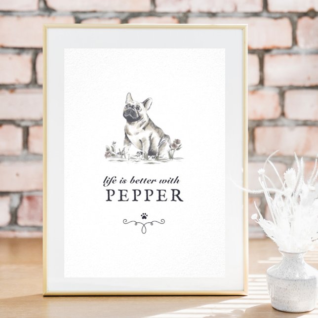 French Bulldog Life Is Better With Custom Dog Name Poster (Creator Uploaded)