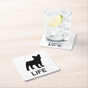 french bulldog life square paper coaster