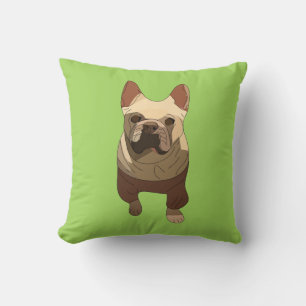 French Bulldog, Lime Green Cushion