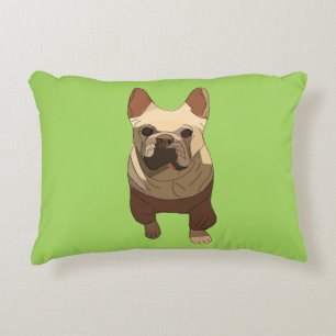 French Bulldog, Lime Green Decorative Cushion