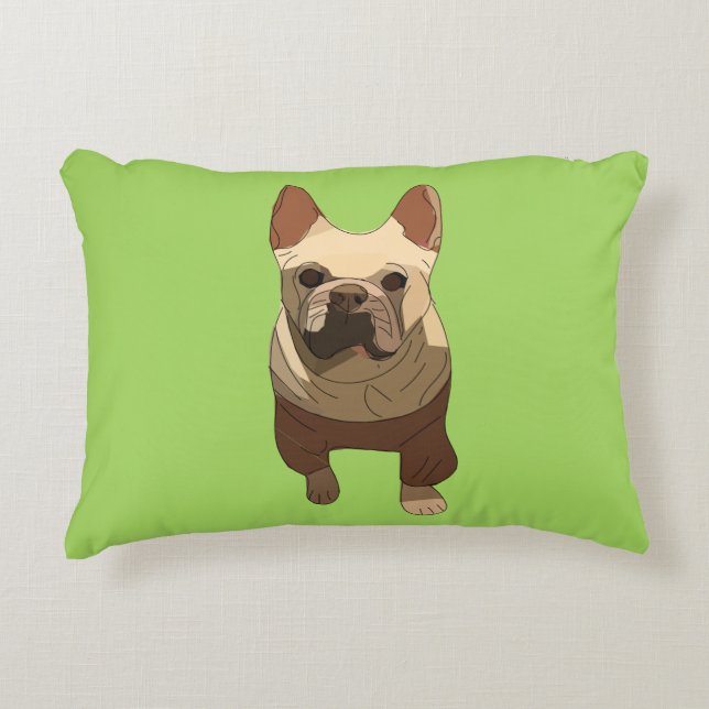 French Bulldog, Lime Green Decorative Cushion (Front)