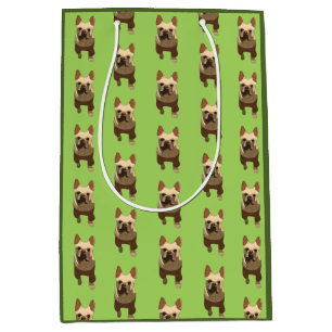 French Bulldog, Lime Green Medium Gift Bag