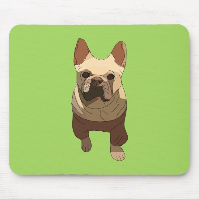 French Bulldog, Lime Green Mouse Mat (Front)