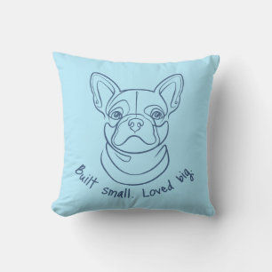French Bulldog Line Art. Built Small. Loved Big. Cushion