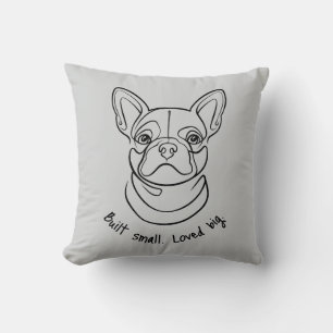 French Bulldog Line Art. Built Small. Loved Big. Cushion