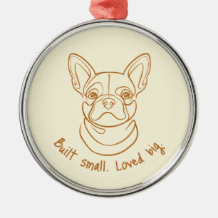 French Bulldog Line Art. Built Small. Loved Big. Metal Tree Decoration