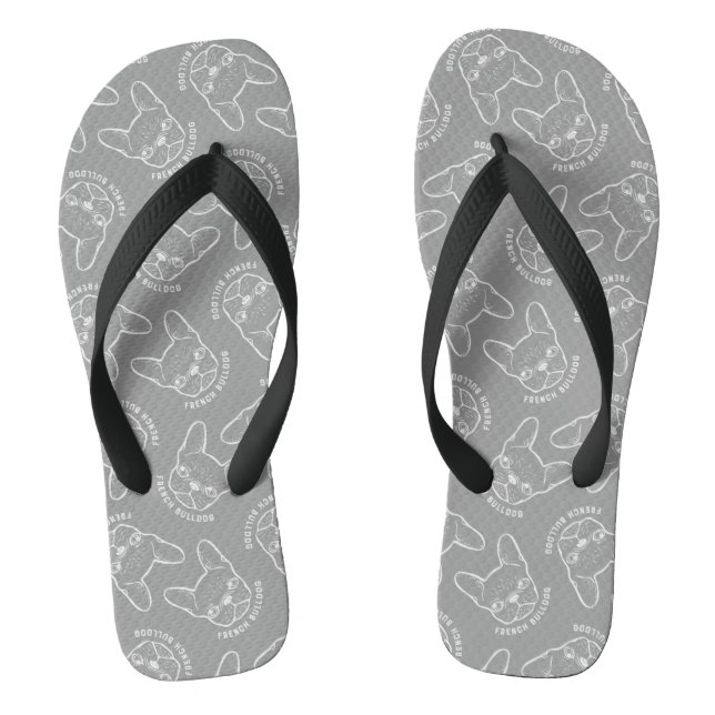 French Bulldog Line Art Flip Flops (Footbed)