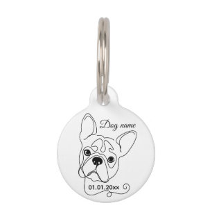 French Bulldog Line Art Personalized Tag