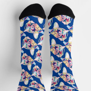 French Bulldog linear grid pattern Socks