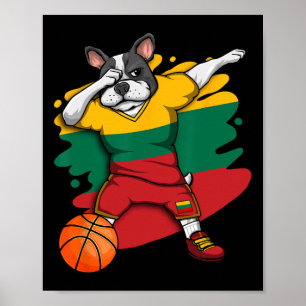 French Bulldog Lithuania Basketball Fan Jersey Spo Poster
