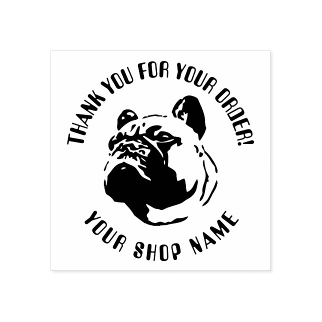 French Bulldog Logo Rubber Stamp with Text Field (Imprint)
