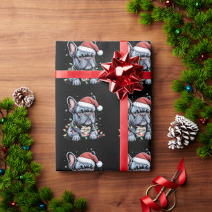 French Bulldog Lover Frenchie Christmas Hat Xmas Wrapping Paper