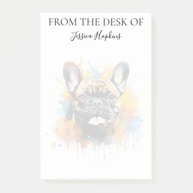 French Bulldog Lover Monogrammed Dog Post-it Notes (Front)