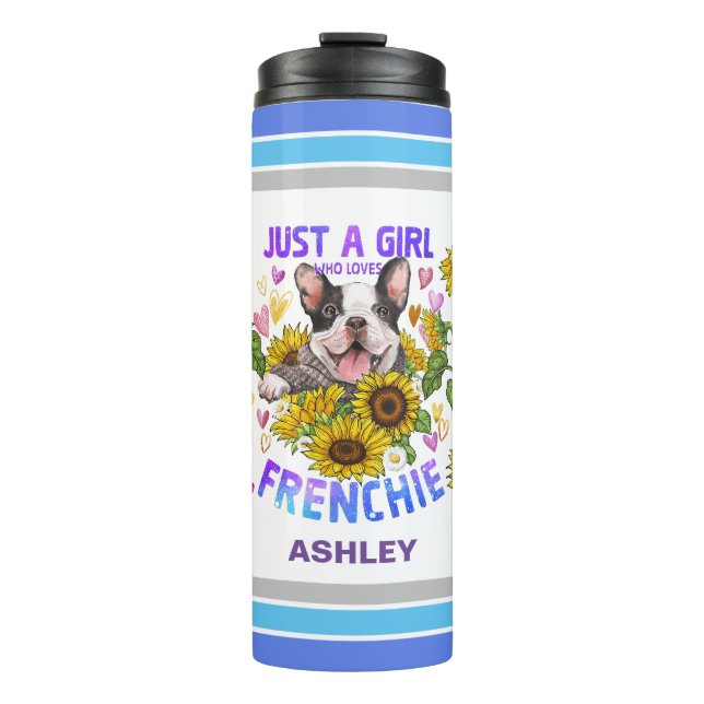French Bulldog Lover Sunflower Trainer Floral Thermal Tumbler (Front)