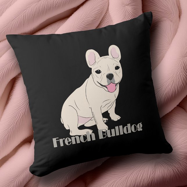 French Bulldog Lovers Black Cushion (French Bulldog Lovers Black Throw Pillow with design both front & back. Great addition to your decor)
