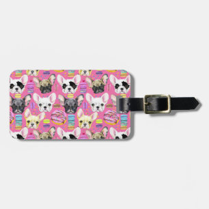 French Bulldog Macaron Pattern Luggage Tag