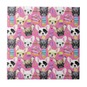 French Bulldog Macaron Pattern Tile