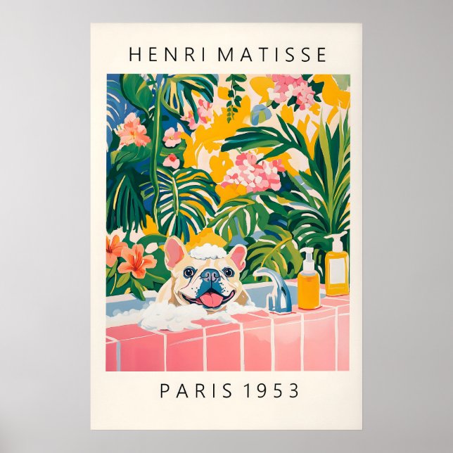 French Bulldog Matisse Art Print Funny Bathroom (Front)