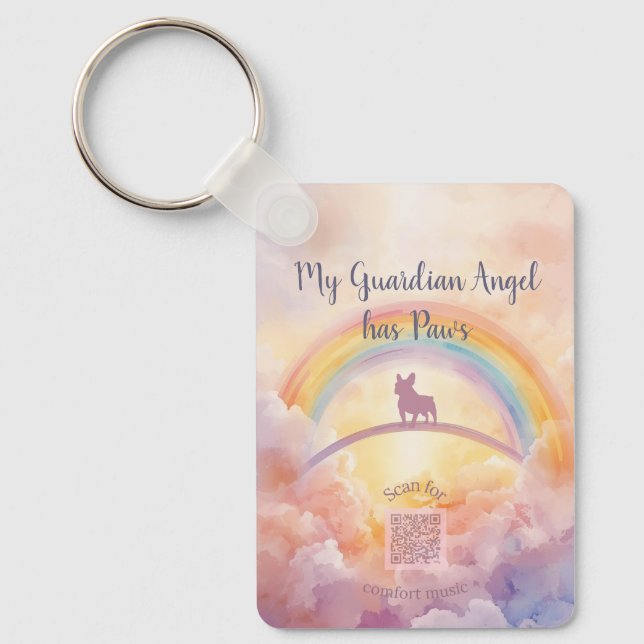 French Bulldog Memorial Keychain – Rainbow Bridge (Front)