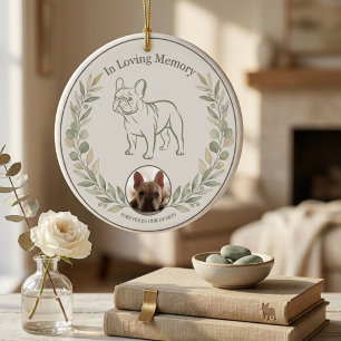 French Bulldog Memorial Sage Botanical Ceramic Tree Decoration