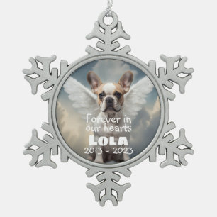 French Bulldog Memorial Snowflake Pewter Christmas Ornament
