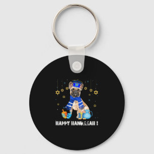 French Bulldog Menorah Hat Happy Chanukah Hanukkah Key Ring