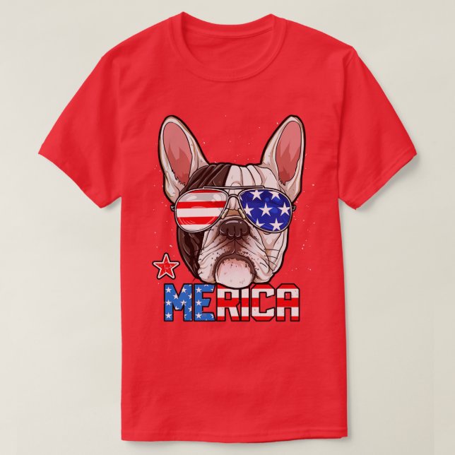 French Bulldog Merica 4th of July T  Men Boys Dog  T-Shirt (Design Front)