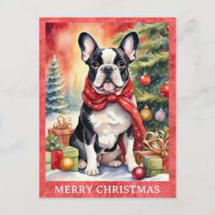 French Bulldog Merry Christmas Cute Puppy Dog Postcard