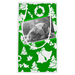 French Bulldog Merry Christmas Tree Wreath Bells Small Gift Bag