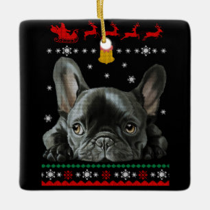 French Bulldog   Merry Christmas With Frenchie Ceramic Ornament