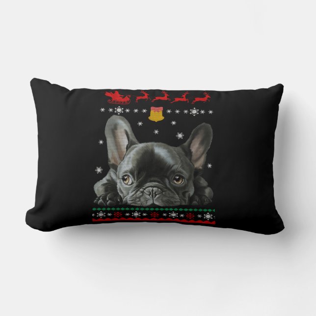 French Bulldog | Merry Christmas With Frenchie Lumbar Cushion (Front)