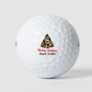 French Bulldog Merry Christmas with Golfer Name Golf Balls