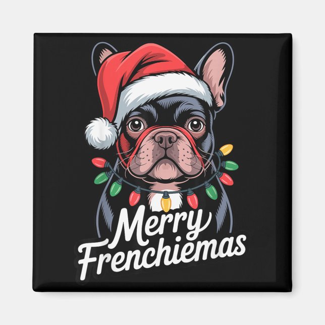 French Bulldog Merry Frenchiemas Santa Hat Christm Magnet (Front)