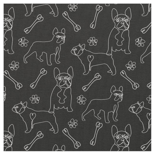 French Bulldog minimal line art Fabric (Close Up)