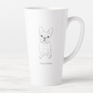 French Bulldog Minimalist Line Art - Front and Bac Latte Mug
