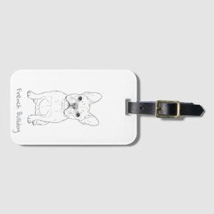 French Bulldog Minimalist Line Art - Front and Bac Luggage Tag